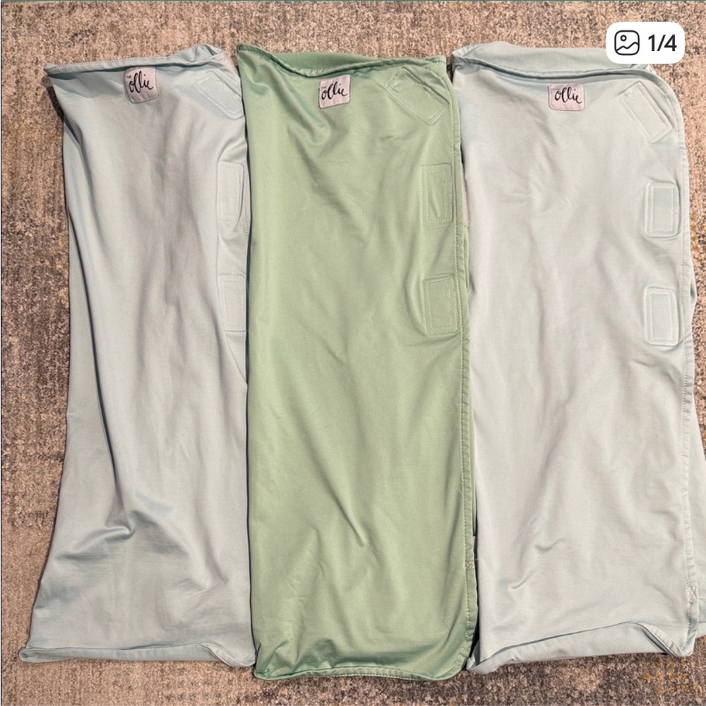 Ollie Swaddle Set in Green and Light Blue